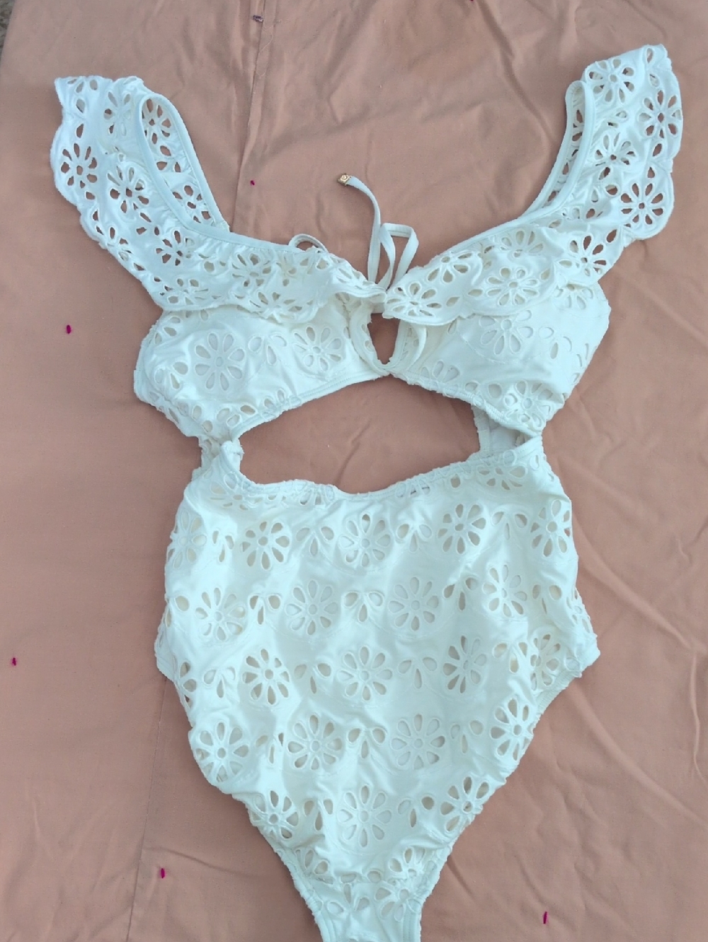 kate spade White Eyelet Cutout One-Piece Swimsuit